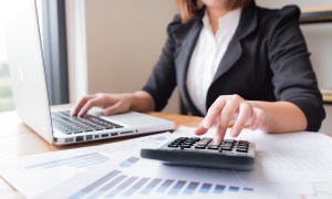 female accountant working.