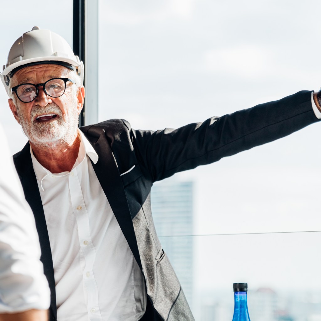 Construction manager discussing a project