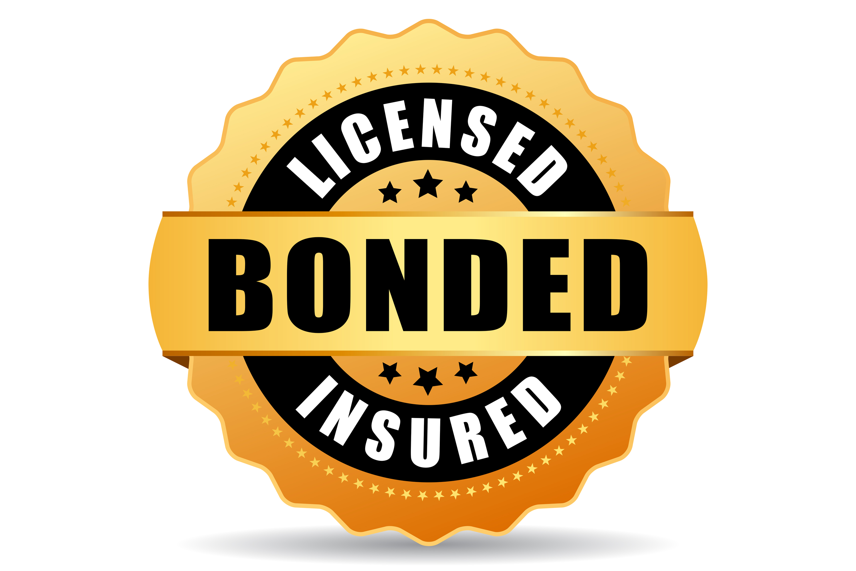A badge showing someone is licensed, bonded, and insured