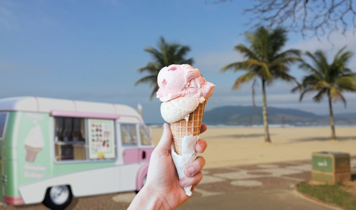Ice cream and ice cream food truck