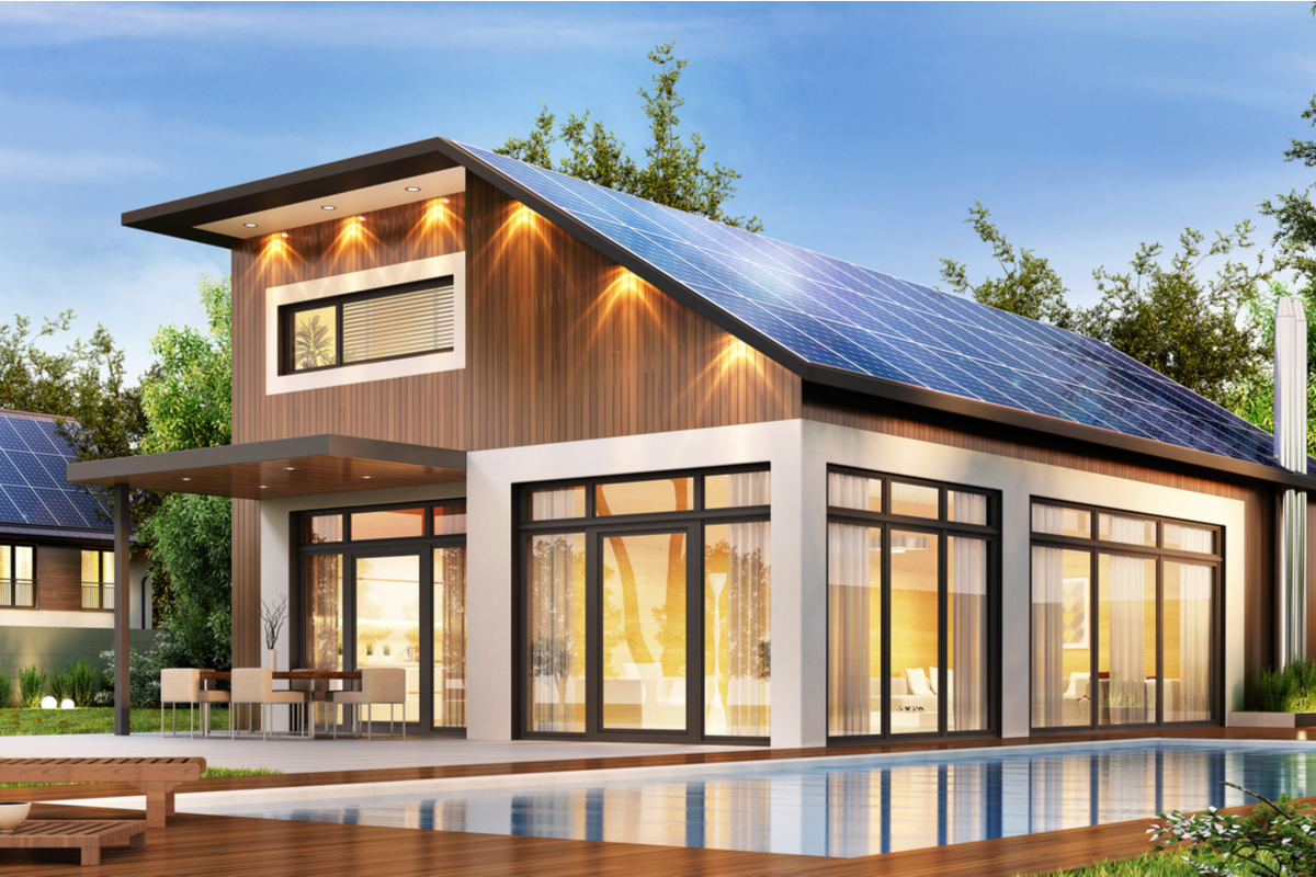 Modern house with solar roof