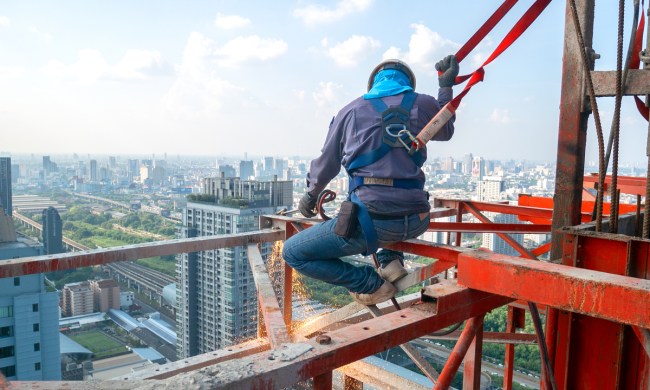 Construction worker on a skyscraper