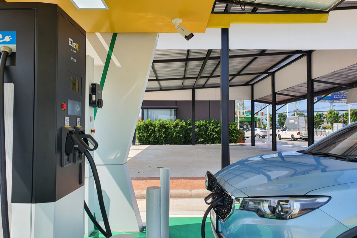 EV charging station at a business