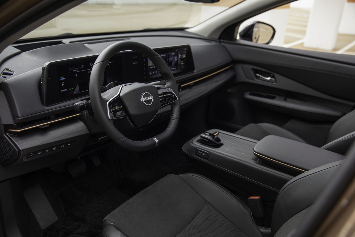 Interior of the Nissan ARIYA EV crossover