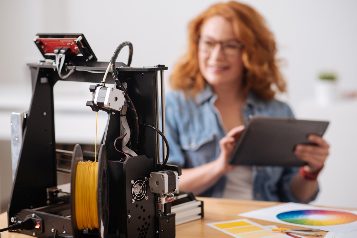 Filament for 3d printing. Selective focus of a filament being put into the 3d printer and being used for printing